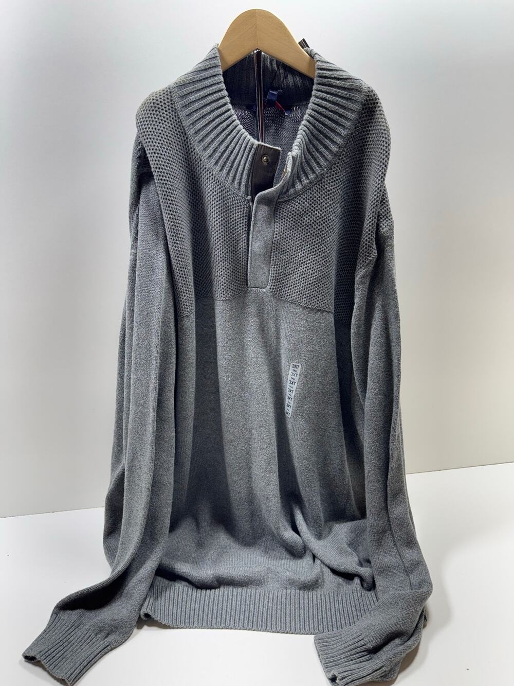 Round Tree & Yorke Men’s Knit Sweater 3XT Charcoal Gray Mock Neck New Old Money